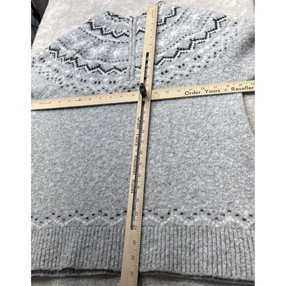 Soft Surroundings Women Large Sasha Fair Isle Sweater Gray 1/4 Zip Wool Blend - Picture 6 of 9